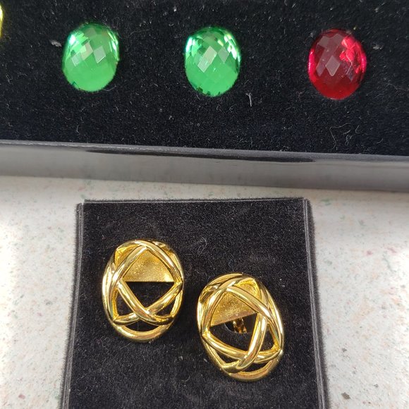 Vintage Signed Joan Rivers Set of 9 Interchangeable Cabochon Clip On Earrings - Picture 7 of 12